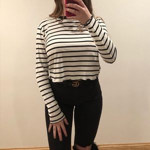 Striped long sleeve crop top